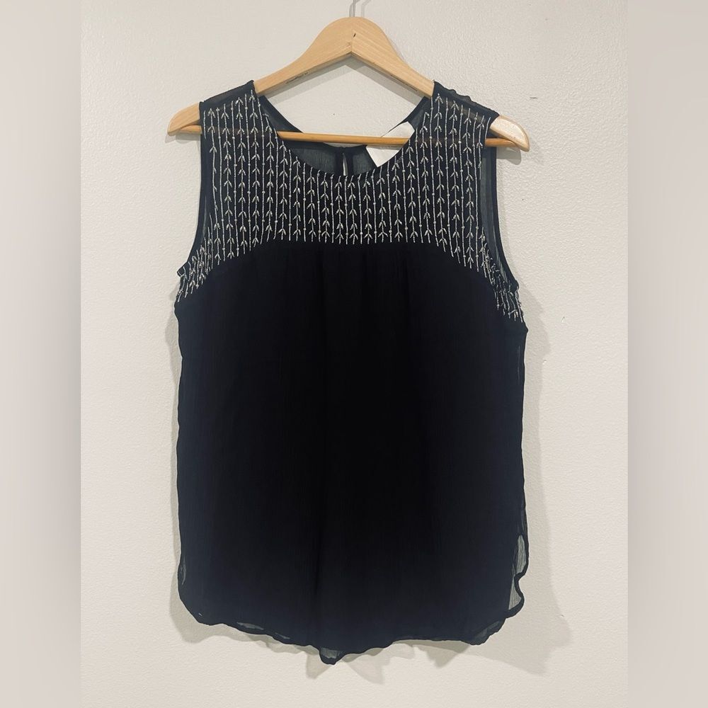 Piper by Townsen Anthropology Embroidered black shirt silver accents size XL